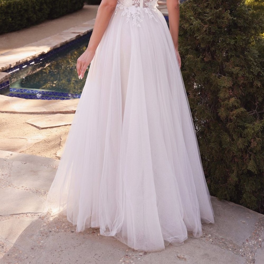 NEW LONG OFF THE SHOULDER SLEEVELESS WEDDING DRESS WITH ZIPPER BACK  CD CB072W - Picture 10 of 10